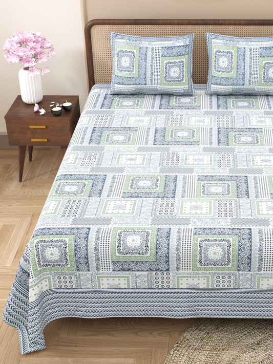 100% Cotton King Size Bedsheet with 2 Pillow Cover