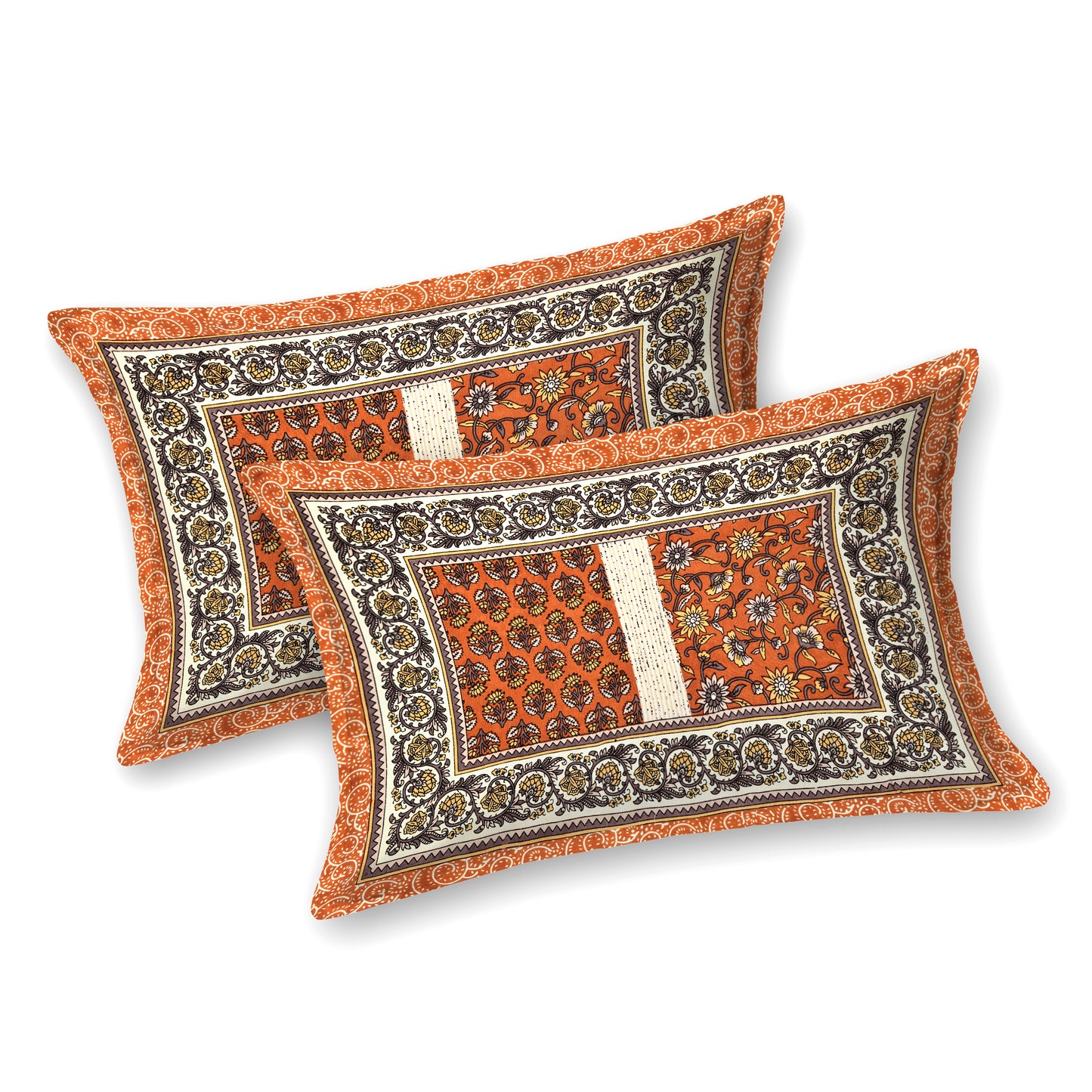 New Box Buti  Print 100% Cotton King Size Bedsheet with 2 Pillow Cover Set