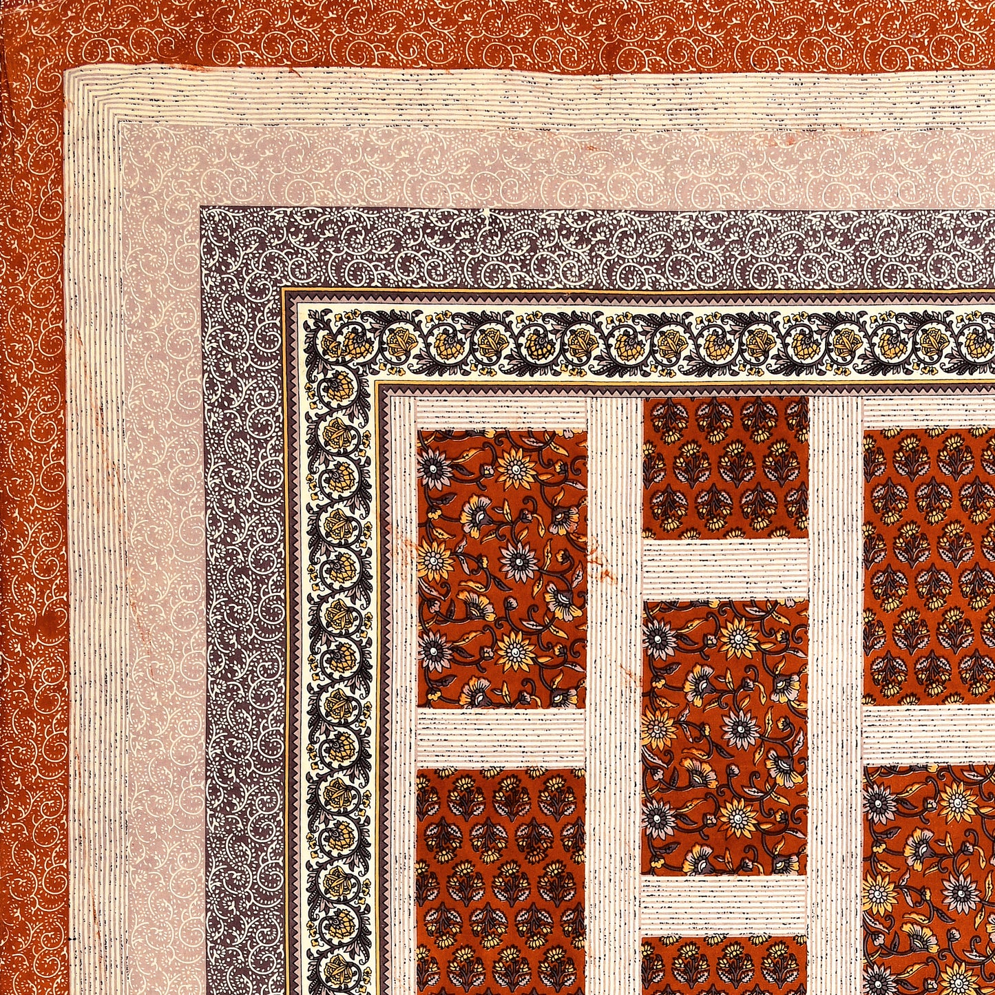 New Box Buti  Print 100% Cotton King Size Bedsheet with 2 Pillow Cover Set