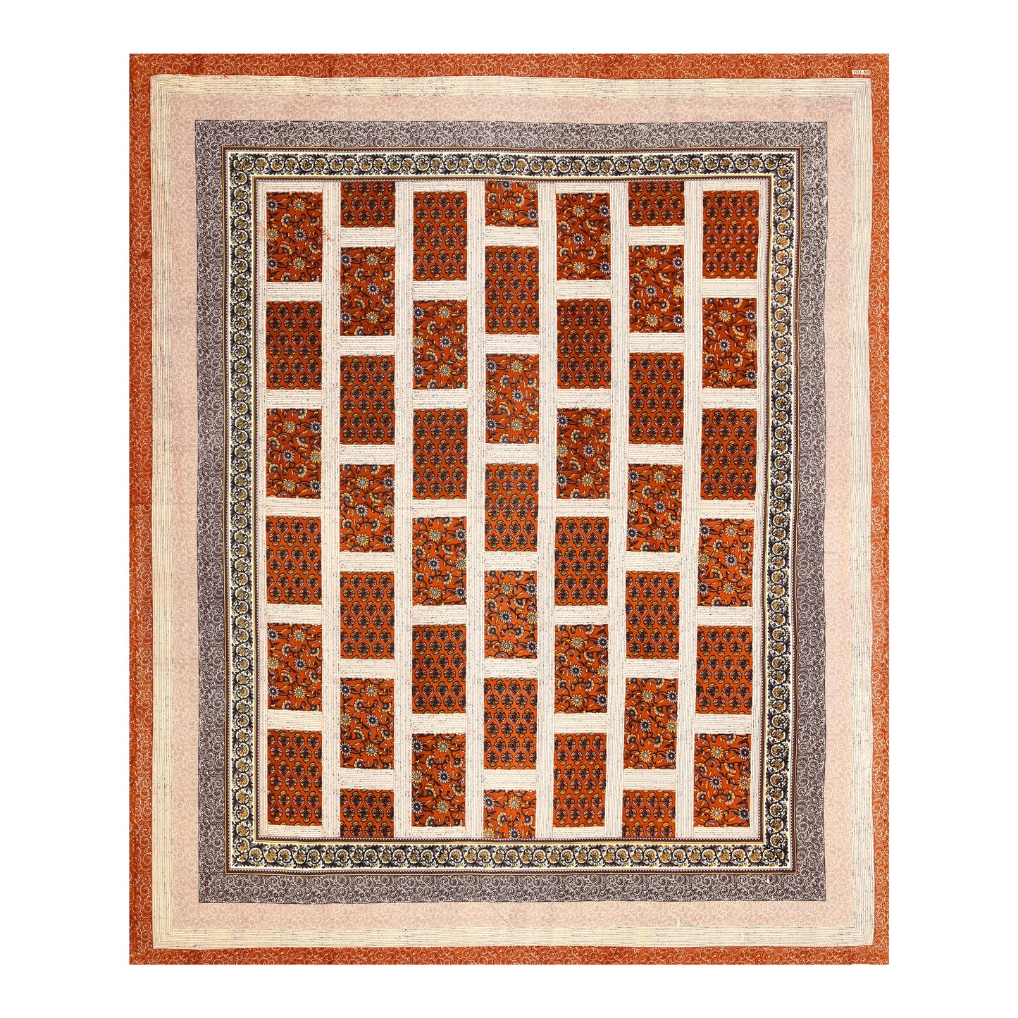 New Box Buti  Print 100% Cotton King Size Bedsheet with 2 Pillow Cover Set