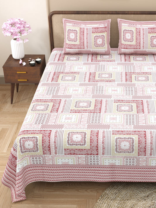 100% Cotton King Size Bedsheet with 2 Pillow Cover