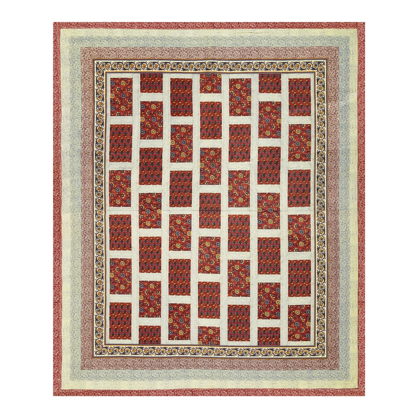 New Box Buti  Print 100% Cotton King Size Bedsheet with 2 Pillow Cover Set