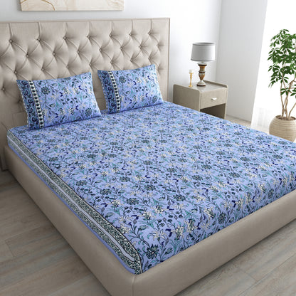 Bail Buti-Pot Bedsheet 100% Cotton Queen Size Bedsheet With 2 Pillow Cover Set