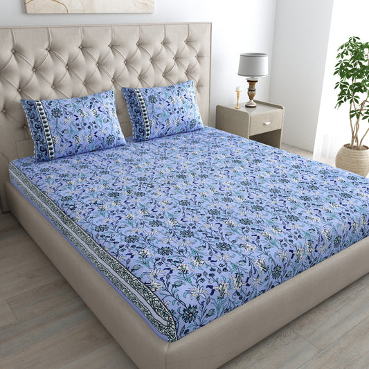 Bail Buti-Pot Bedsheet 100% Cotton Queen Size Bedsheet With 2 Pillow Cover Set