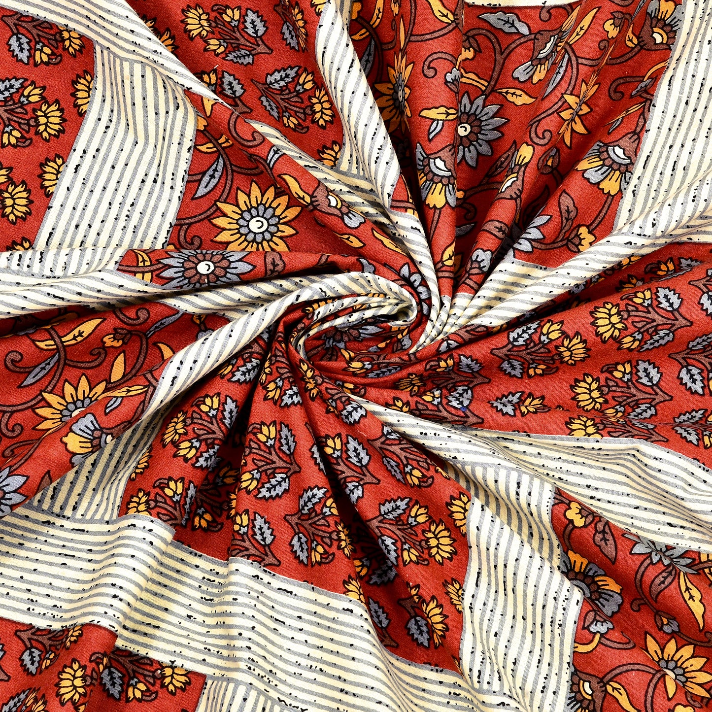 New Box Buti  Print 100% Cotton King Size Bedsheet with 2 Pillow Cover Set