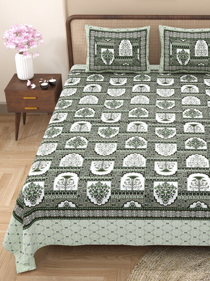 100% Cotton King Size Bedsheet with 2 Pillow Cover Set