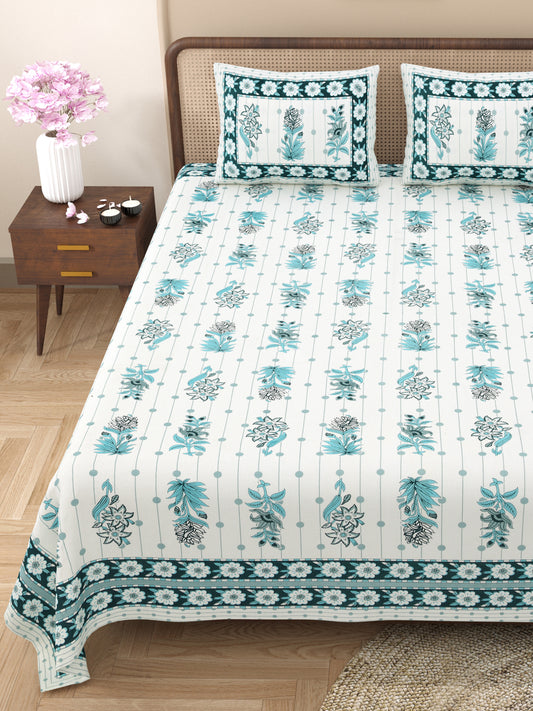 100% Cotton King Size Bedsheet with 2 Pillow Cover