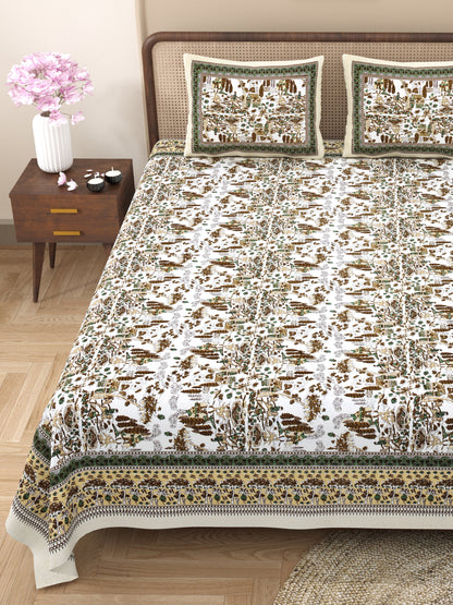100% Cotton King Size Bedsheet with 2 Pillow Cover Set