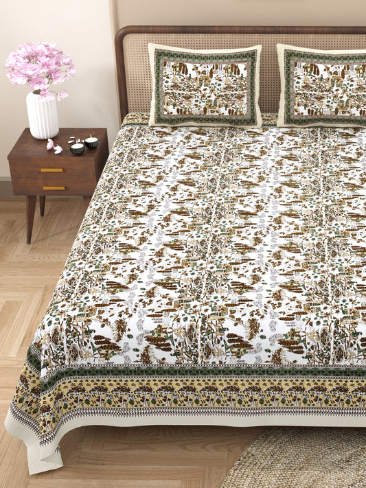 100% Cotton King Size Bedsheet with 2 Pillow Cover Set
