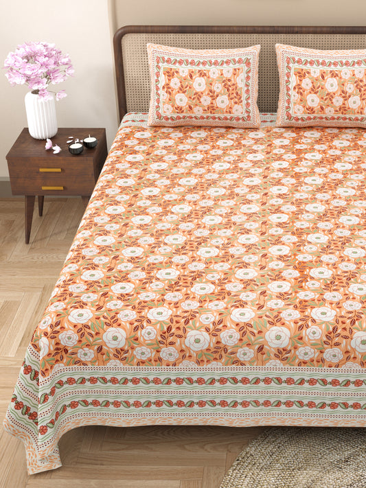 100% Cotton King Size Bedsheet with 2 Pillow Cover
