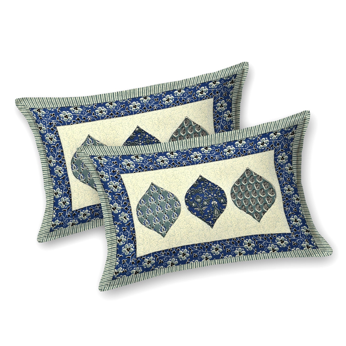 New Ajrak Print 100% Cotton King Size Bedsheet with 2 Pillow Cover Set