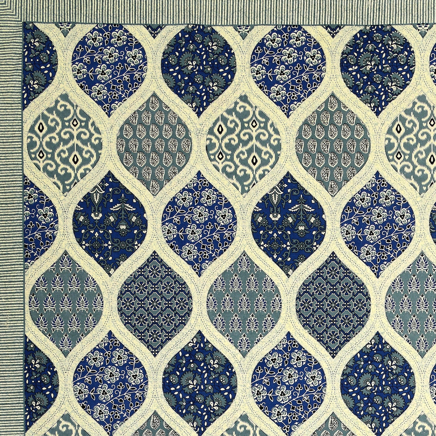 New Ajrak Print 100% Cotton King Size Bedsheet with 2 Pillow Cover Set