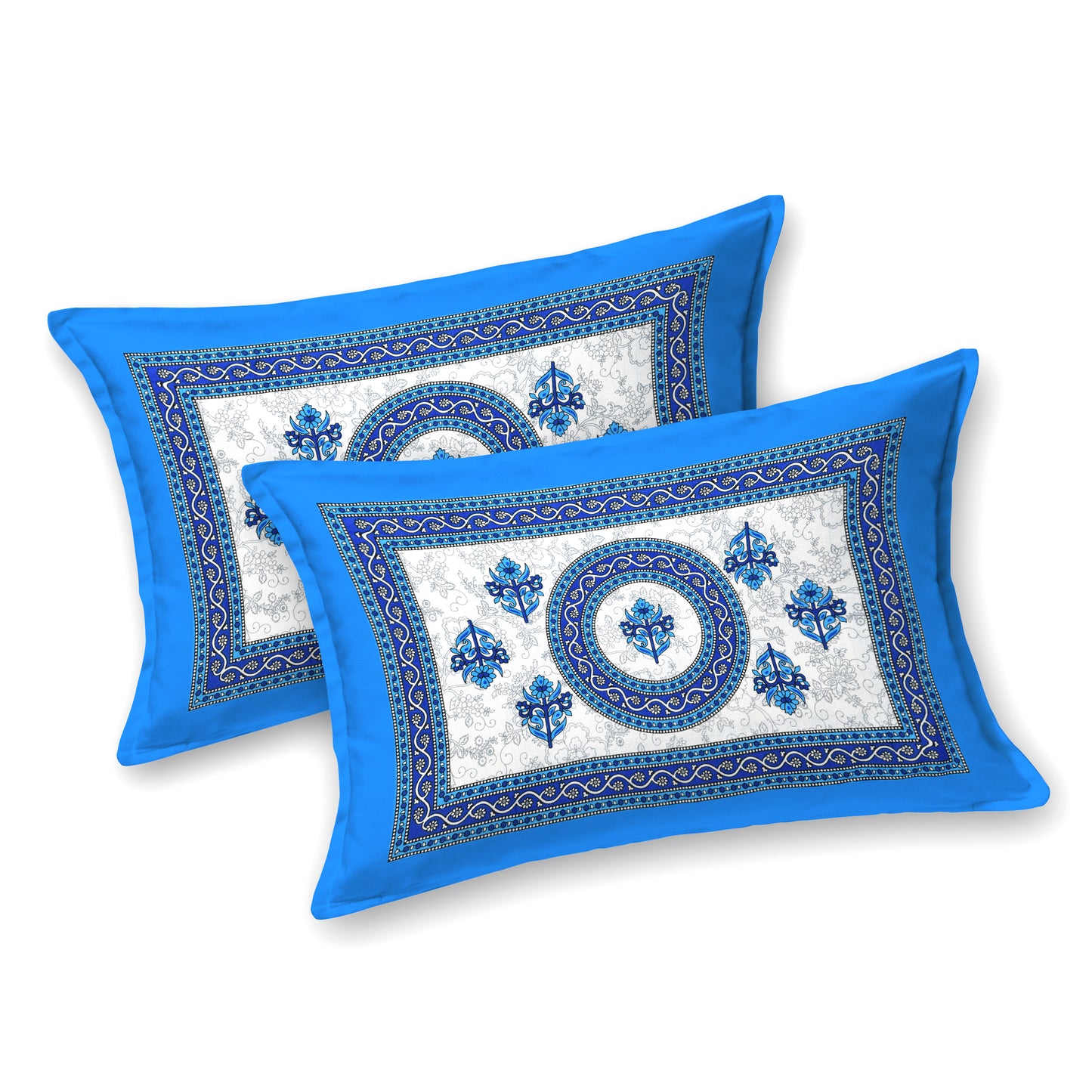 Handloom Buta Bedsheet 100% Cotton Queen Size Bedsheet With 2 Pillow Cover Set