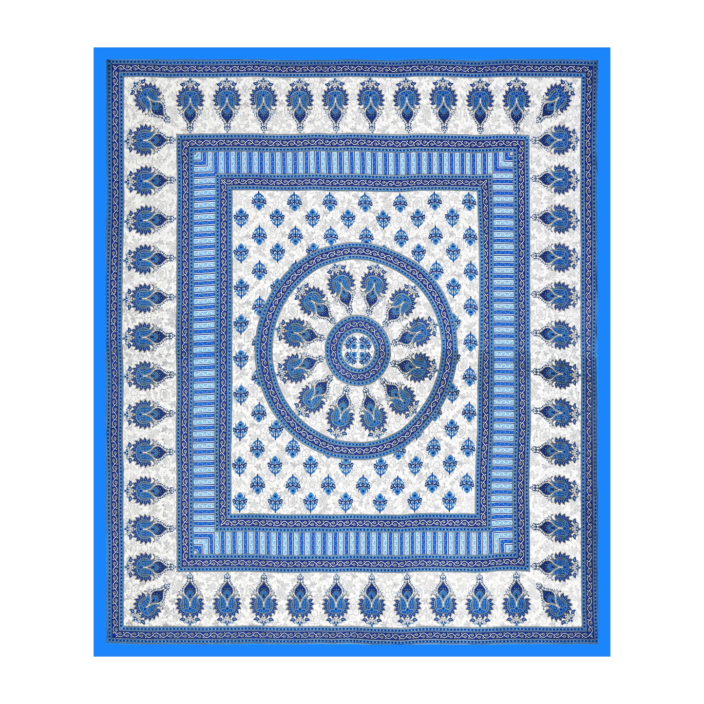 Handloom Buta Bedsheet 100% Cotton Queen Size Bedsheet With 2 Pillow Cover Set