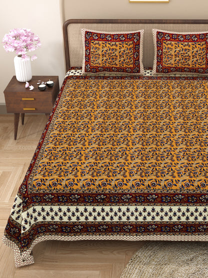 New Bail  Print 100% Cotton King Size Bedsheet with 2 Pillow Cover Set