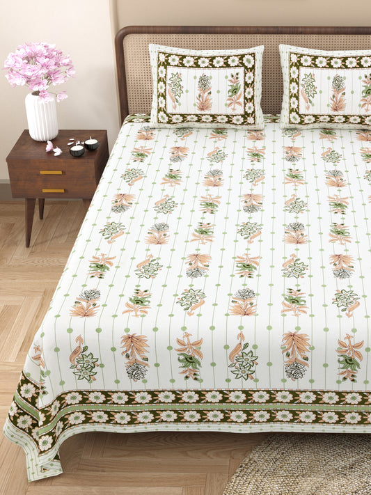 100% Cotton King Size Bedsheet with 2 Pillow Cover