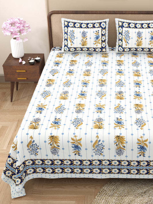 100% Cotton King Size Bedsheet with 2 Pillow Cover