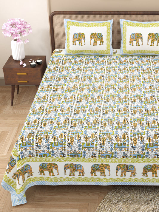 100% Cotton King Size Bedsheet with 2 Pillow Cover