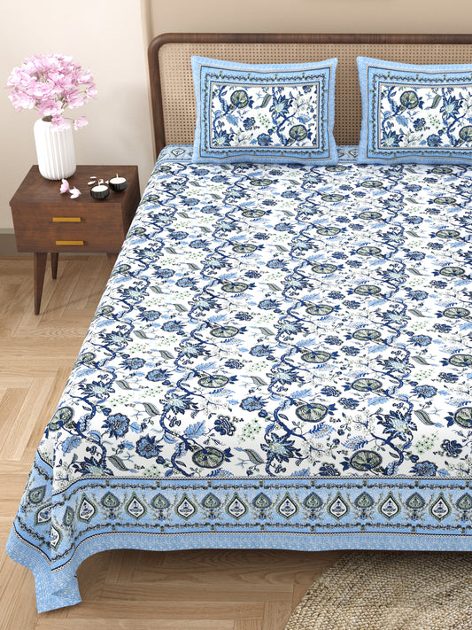 100% Cotton King Size Bedsheet with 2 Pillow Cover Set