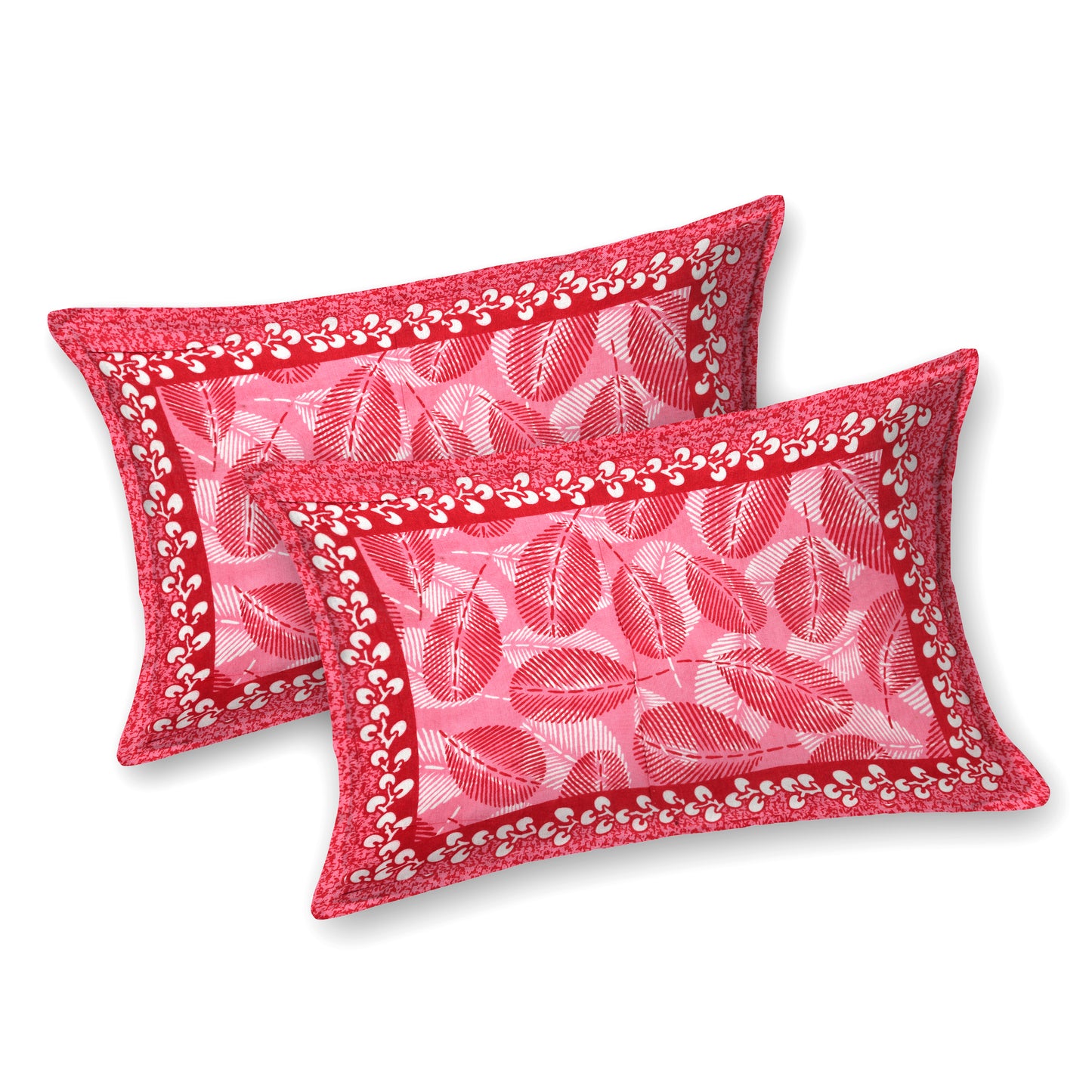 Royal Leaf Bedsheet 100% Cotton Queen Size Bedsheet With 2 Pillow Cover Set