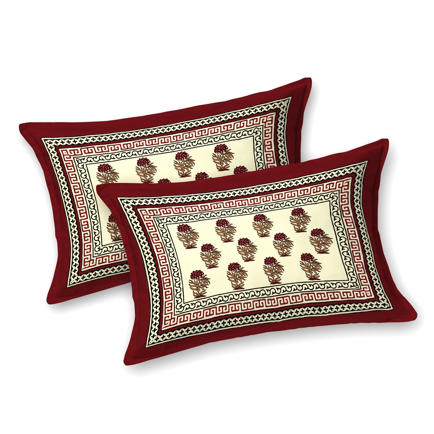 Buti Print 100% Cotton King Size Bedsheet with 2 Pillow Cover Set