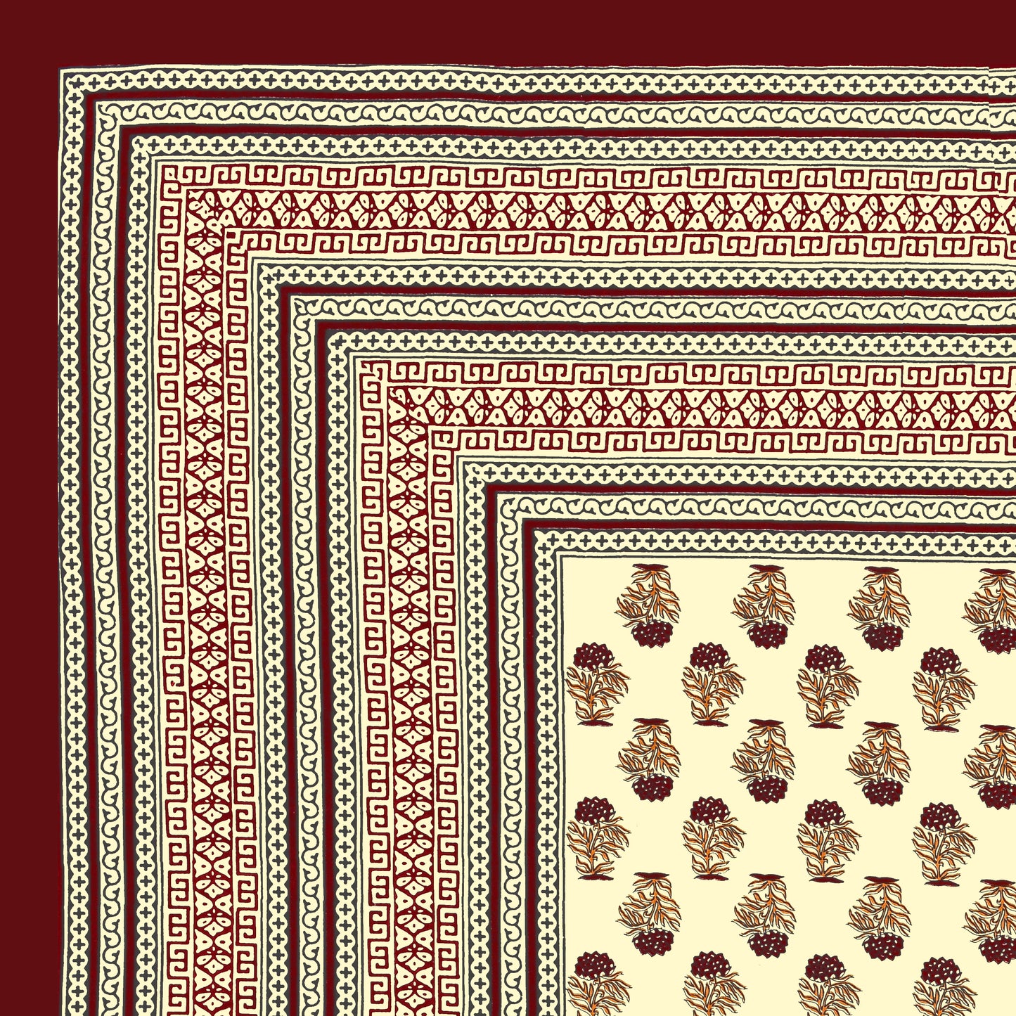 Buti Print 100% Cotton King Size Bedsheet with 2 Pillow Cover Set