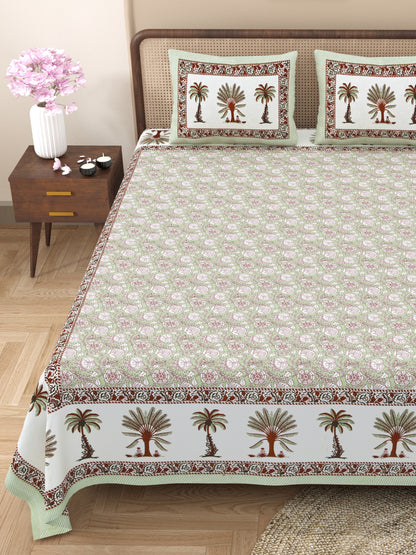 100% Cotton King Size Bedsheet with 2 Pillow Cover Set