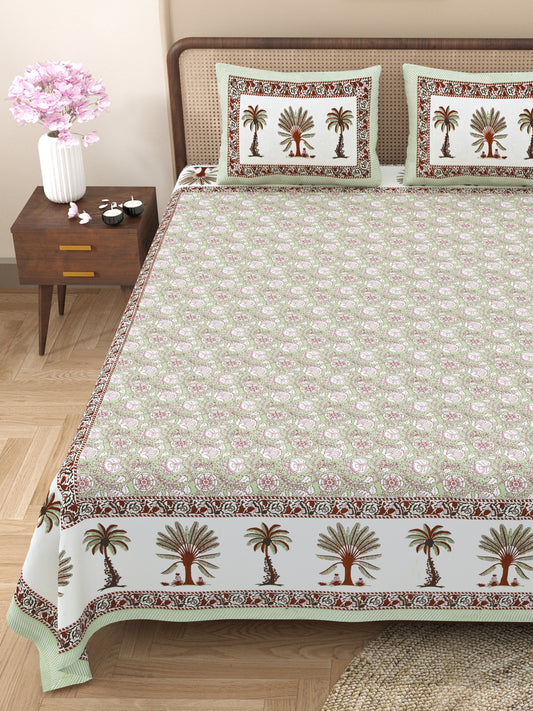 100% Cotton King Size Bedsheet with 2 Pillow Cover Set