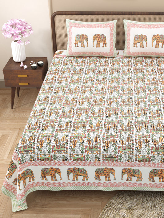 100% Cotton King Size Bedsheet with 2 Pillow Cover