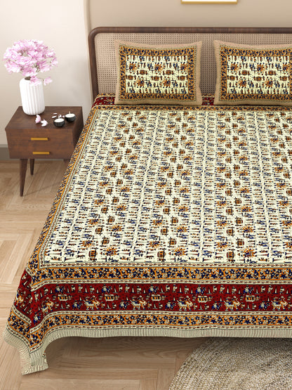 New Adimanav Print 100% Cotton King Size Bedsheet with 2 Pillow Cover Set