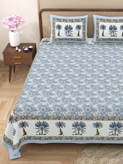 100% Cotton King Size Bedsheet with 2 Pillow Cover Set