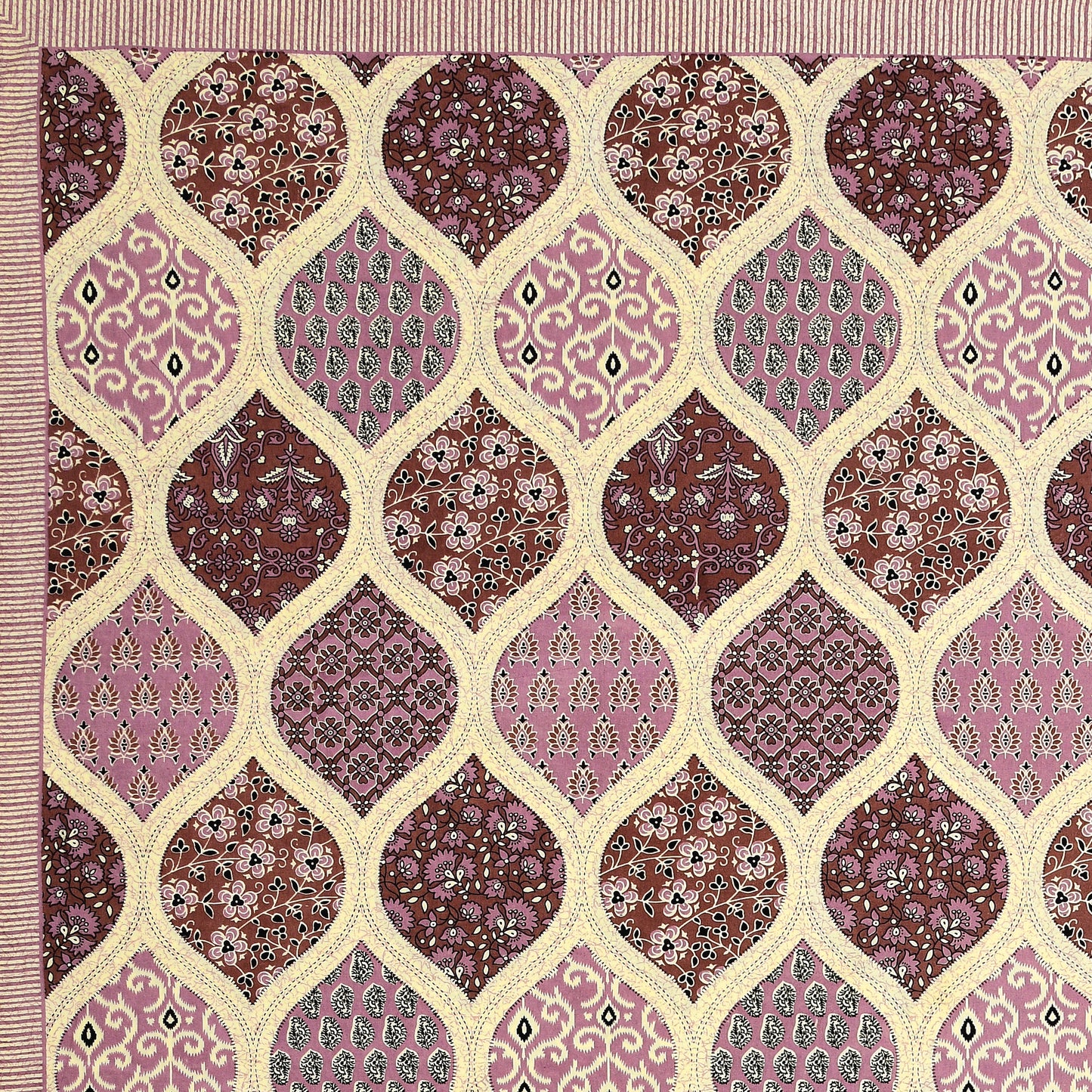 New Ajrak Print 100% Cotton King Size Bedsheet with 2 Pillow Cover Set