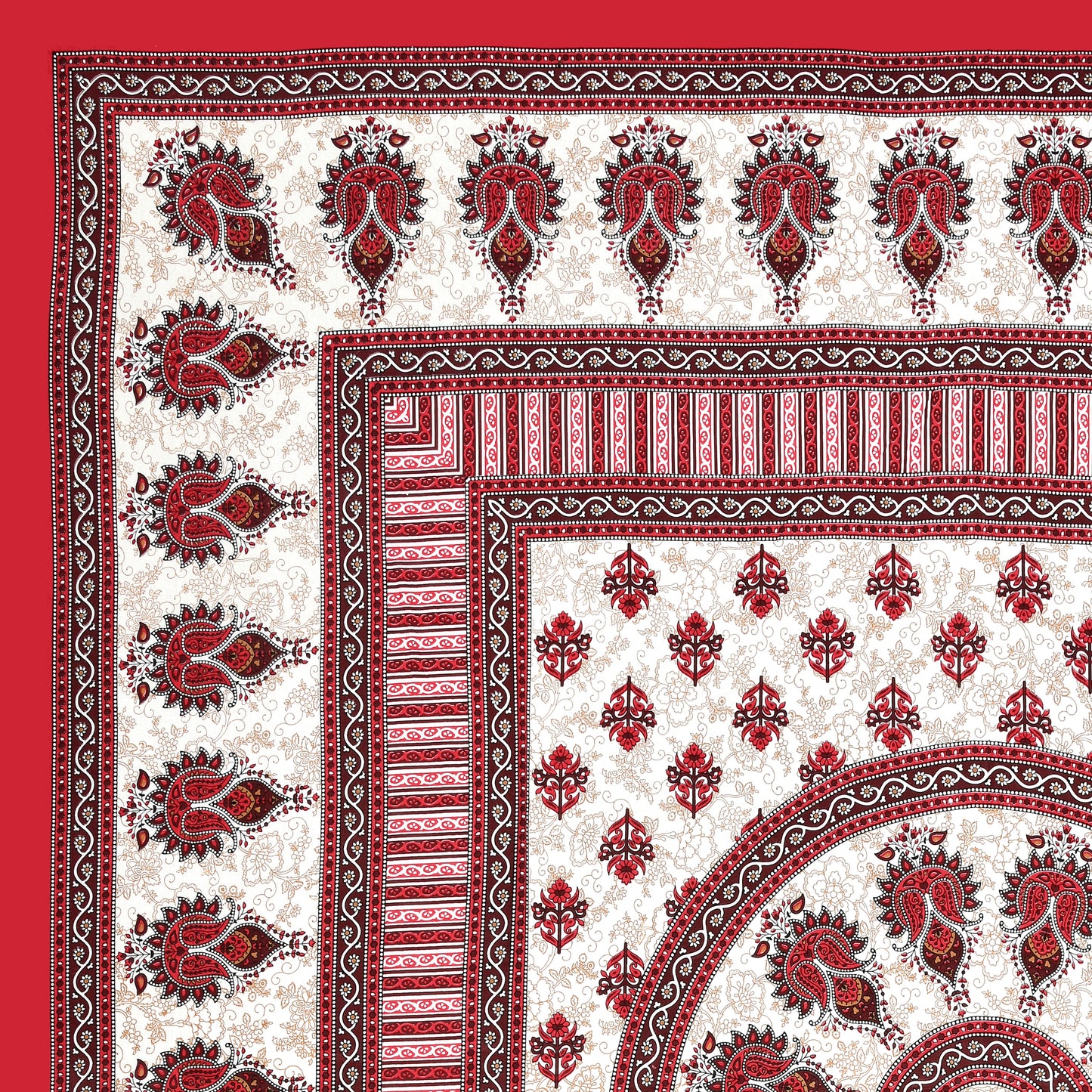 Handloom Buta Bedsheet 100% Cotton Queen Size Bedsheet With 2 Pillow Cover Set