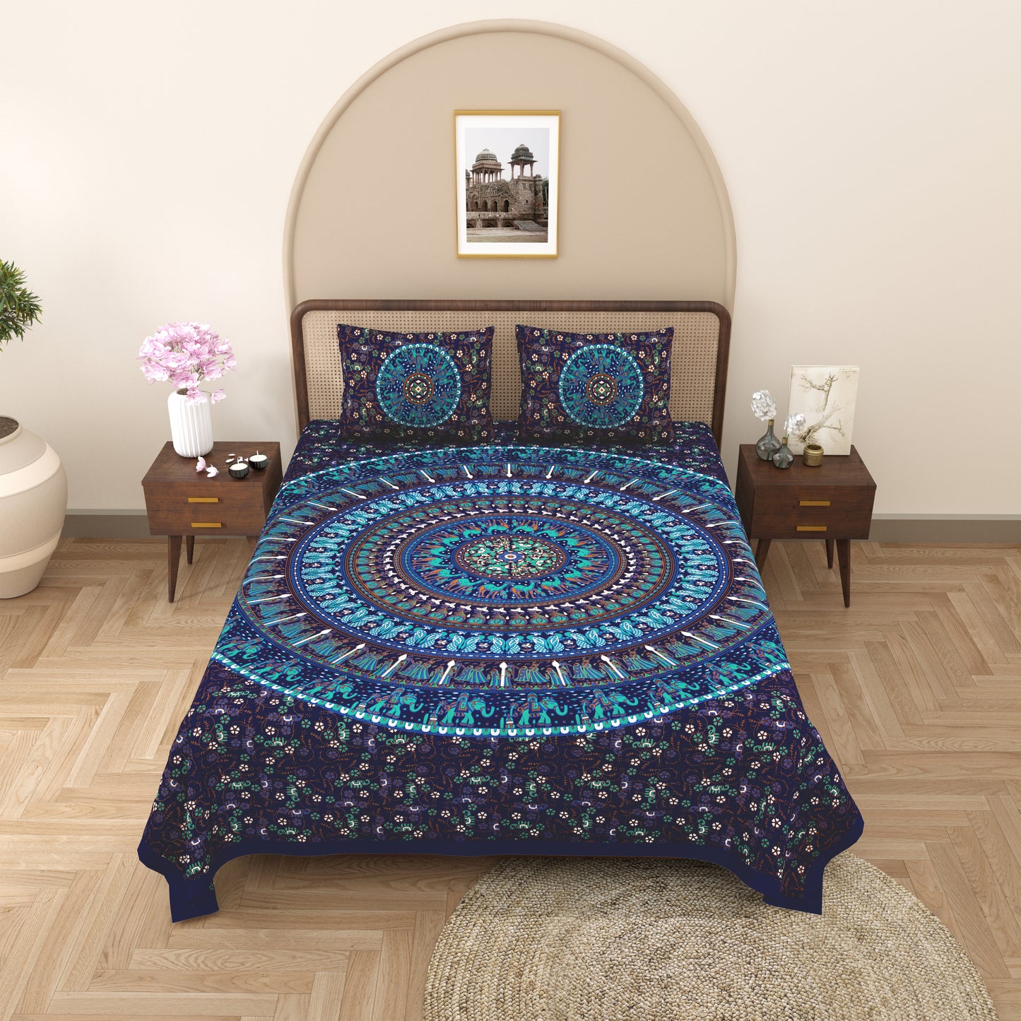 100% Cotton King Size Bedsheet with 2 Pillow Cover Set