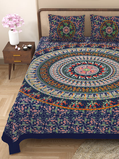 100% Cotton King Size Bedsheet with 2 Pillow Cover Set