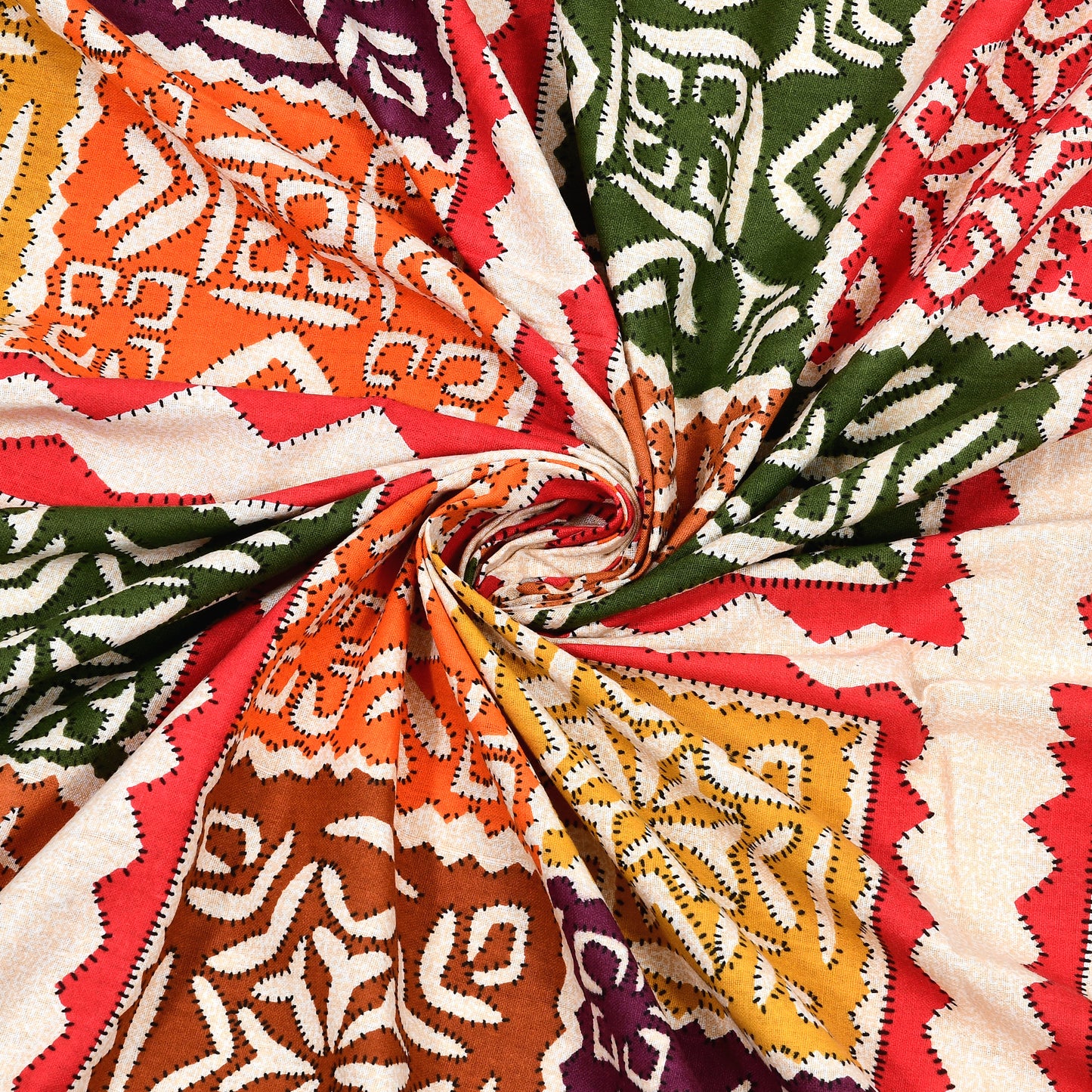 Ajrak Print Bedsheet 100% Cotton Queen Size Bedsheet With 2 Pillow Cover Set