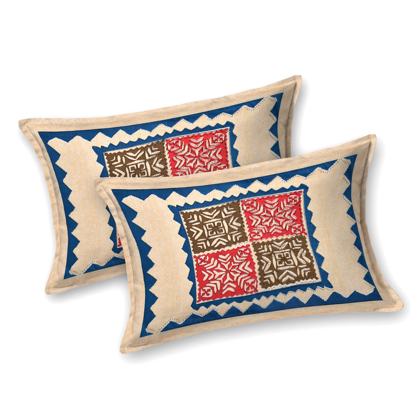 Ajrak Print Bedsheet 100% Cotton Queen Size Bedsheet With 2 Pillow Cover Set