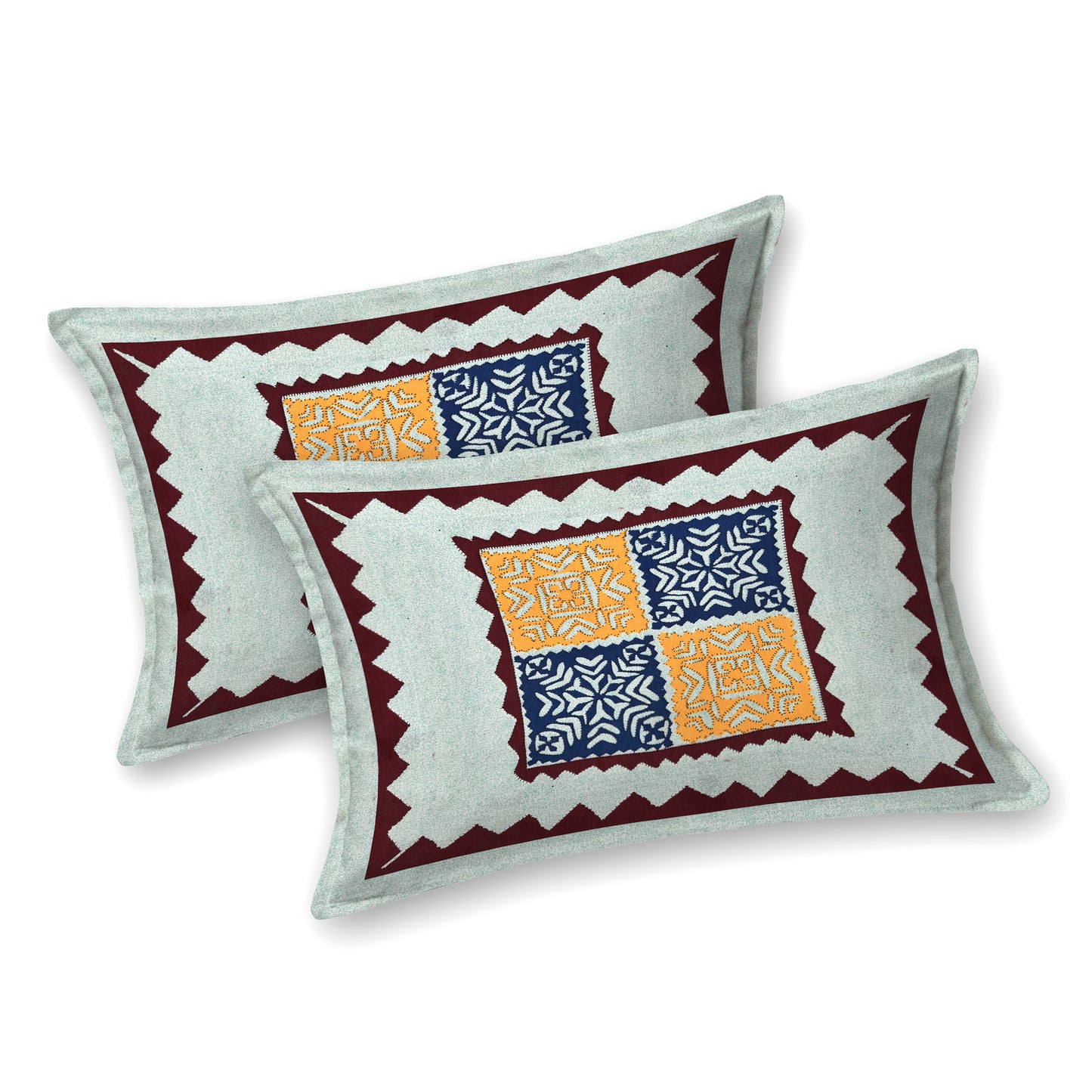 Ajrak Print Bedsheet 100% Cotton Queen Size Bedsheet With 2 Pillow Cover Set