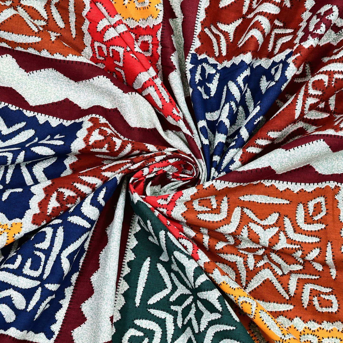 Ajrak Print Bedsheet 100% Cotton Queen Size Bedsheet With 2 Pillow Cover Set