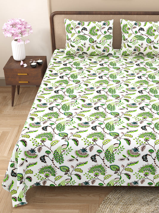 100% Cotton King Size Bedsheet with 2 Pillow Cover Set