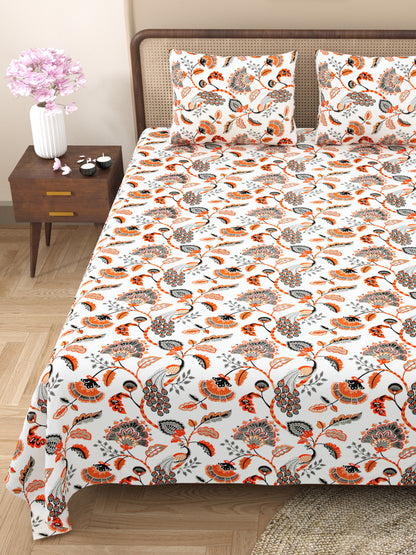 100% Cotton King Size Bedsheet with 2 Pillow Cover Set