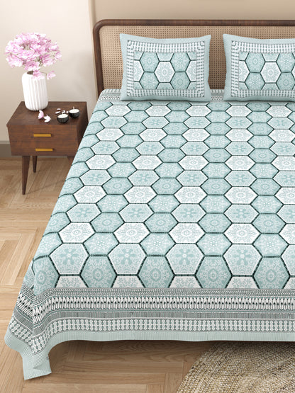 Neel Gagan 100% Cotton King Size Bedsheet with 2 Pillow Cover Set