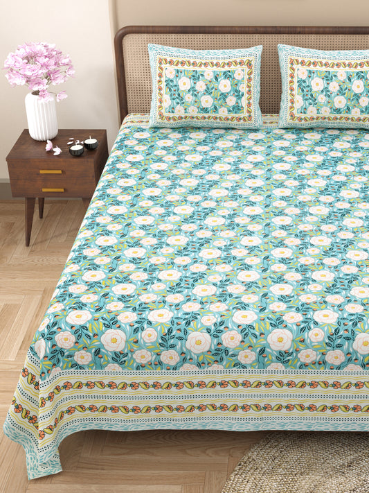 100% Cotton King Size Bedsheet with 2 Pillow Cover