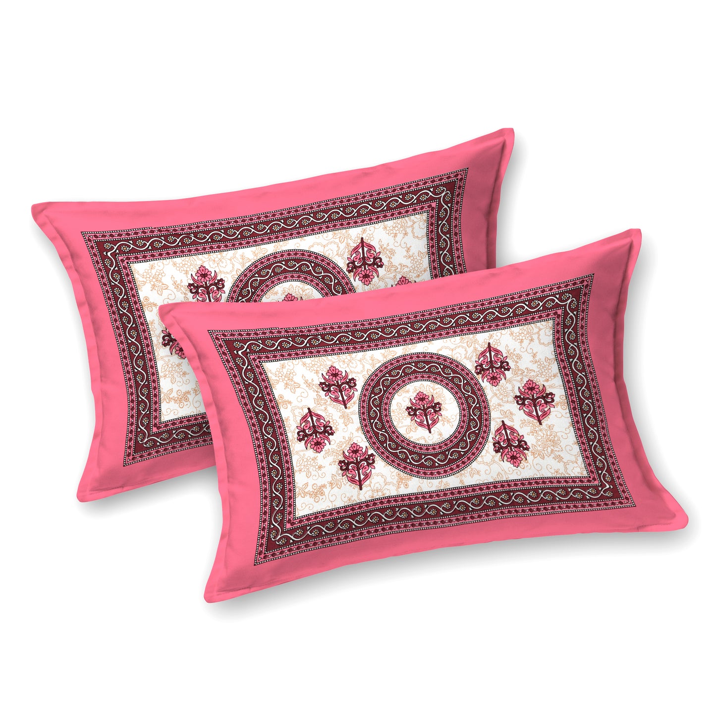 Handloom Buta Bedsheet 100% Cotton Queen Size Bedsheet With 2 Pillow Cover Set