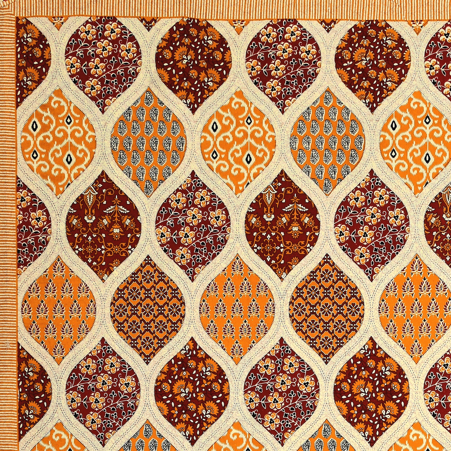 New Ajrak Print 100% Cotton King Size Bedsheet with 2 Pillow Cover Set