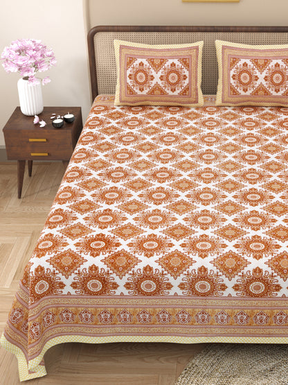 100% Cotton King Size Bedsheet with 2 Pillow Cover Set