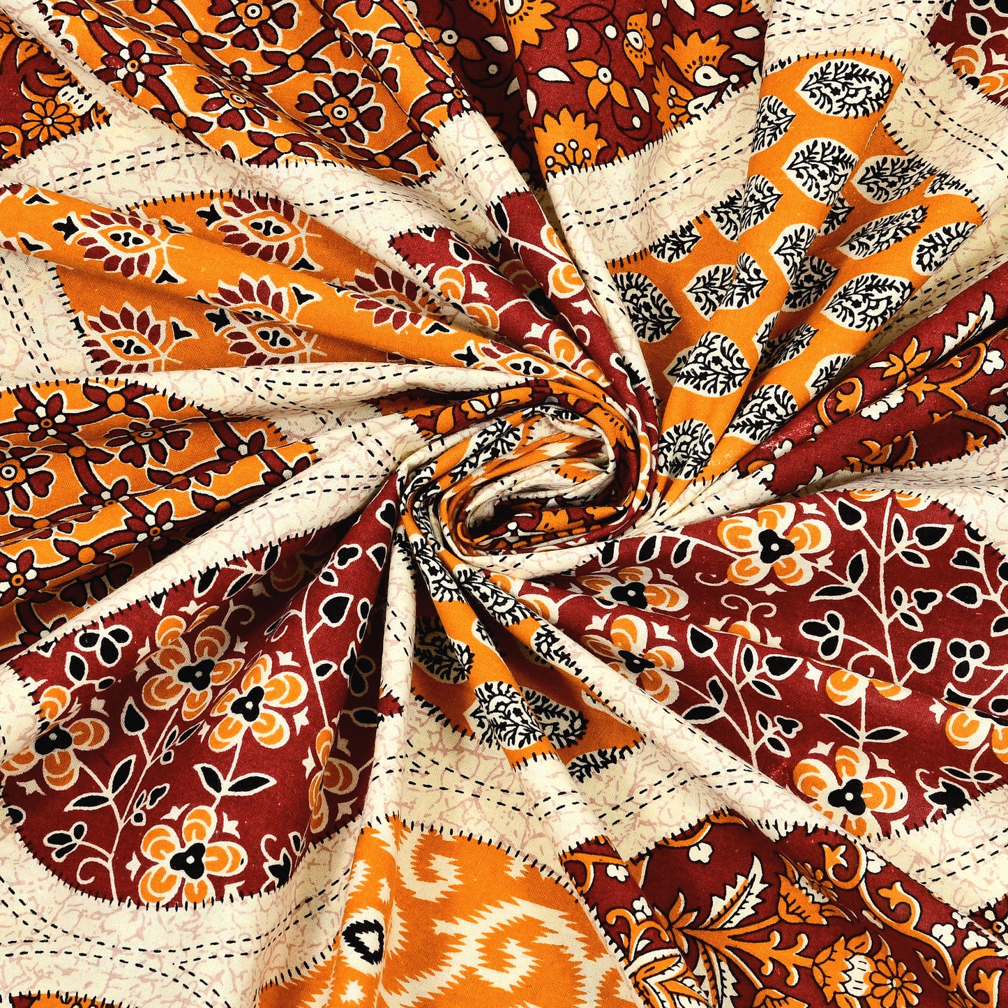 New Ajrak Print 100% Cotton King Size Bedsheet with 2 Pillow Cover Set