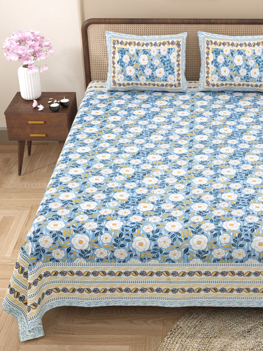 100% Cotton King Size Bedsheet with 2 Pillow Cover