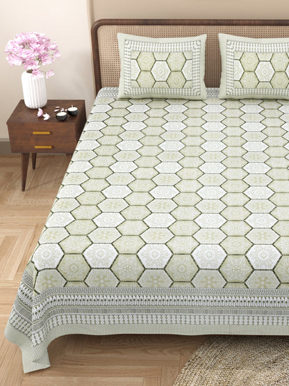 Neel Gagan 100% Cotton King Size Bedsheet with 2 Pillow Cover Set