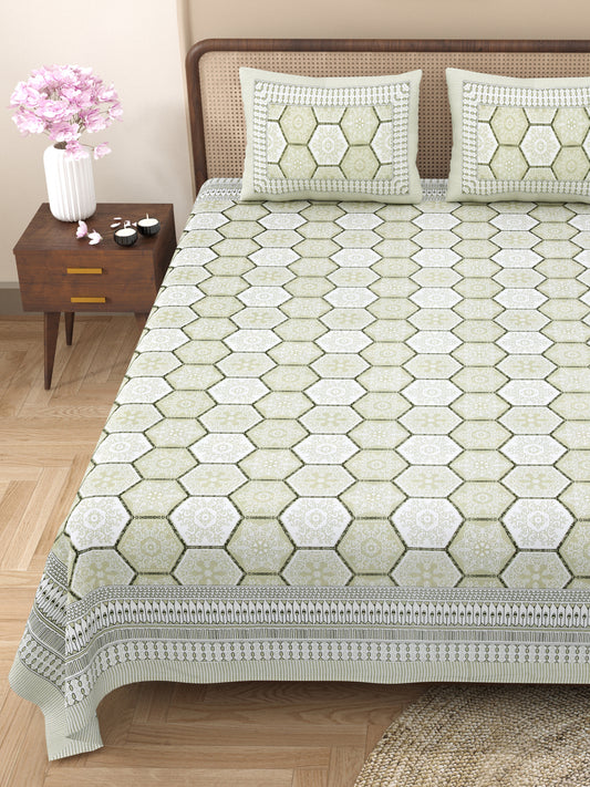 Neel Gagan 100% Cotton King Size Bedsheet with 2 Pillow Cover Set